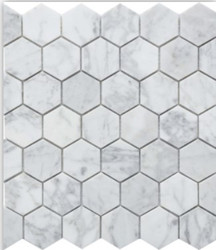 Roca Rockart 2" Hexagon Carrara 12 x 12 Marble Mosaic